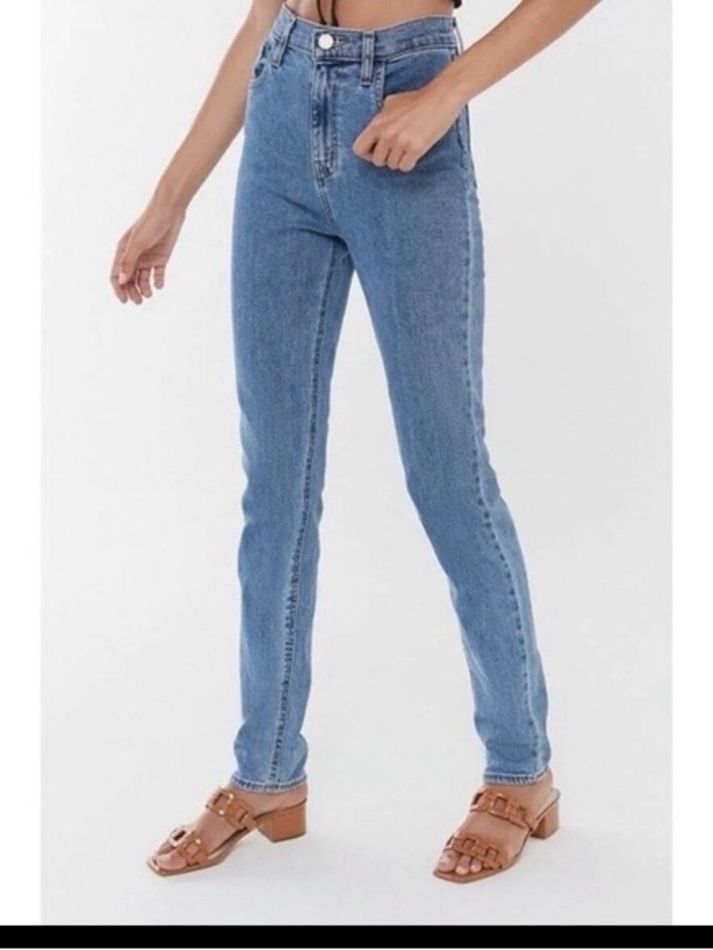 BDG High-Rise Slim Straight Jeans - Medium Blue